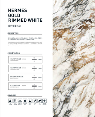 De Plaktegel van Hermes Gold Rimmed White Colour Marmeren de Bouwdecoratie