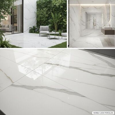 Binnen- en buiten vloer- en wandbekleding marmerlook porseleintegel gepolijst oppervlak textuur glad licht gestructureerd duurzaam elegant