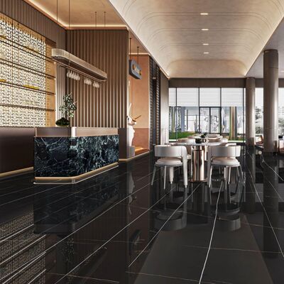 1200x2700mm Marble Look Porcelain Tile met dunne mortelinstallatie en gepolijste mat afwerking voor commerciële interieurs